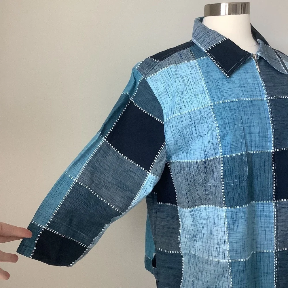 Vintage‎ Patchwork 3/4 Sleeve Blazer Jacket Large